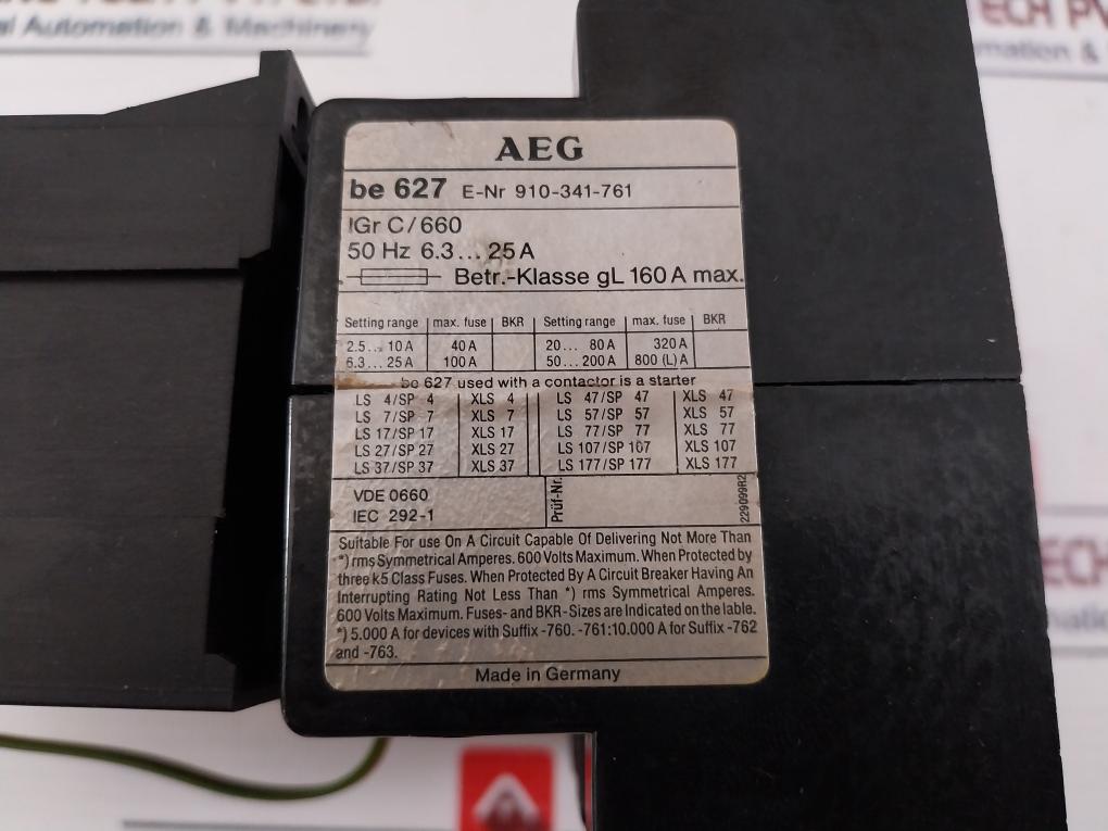 General Electric Te7Cj Relay With Be 627, 910-341-761 Current Transformer