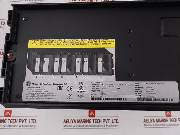 General Electric Transformer Management Relay T60Uj3Hkhf8Nh6Dm8Lp67U67Wxx