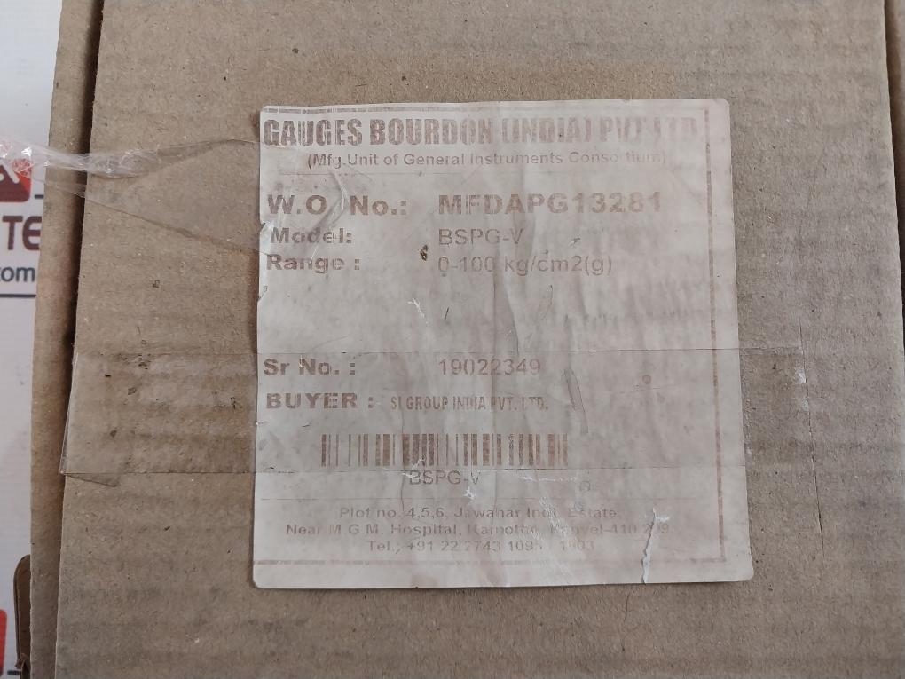 General Instruments Bspg-v Pressure Gauge 0-100 Kg/Cm2 (G)