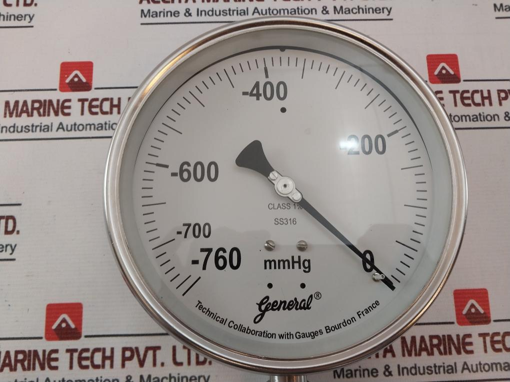 General Instruments Bspg-v Pressure Gauge -760 To 0 Mmhg