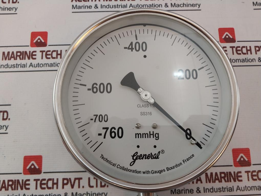 General Instruments BSPG-V Pressure Gauge -760 To 0 mmHg