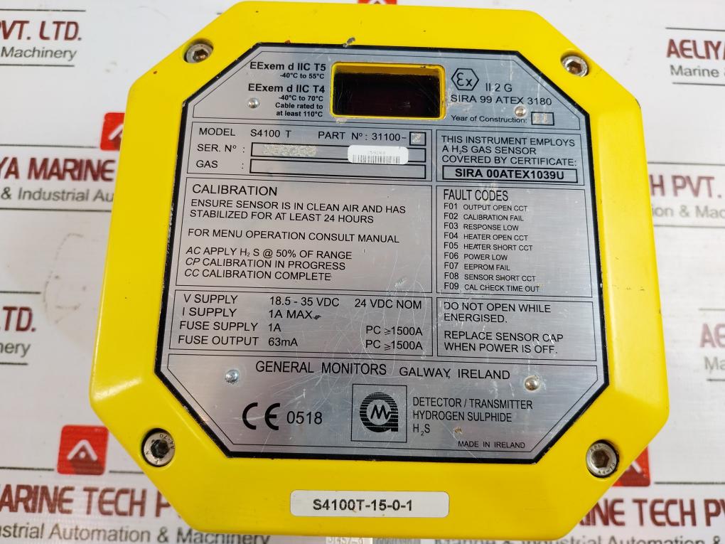 General Monitors S4100 T Transmitter H2S Detector 00603987 (Not Working)