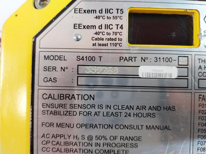General Monitors S4100 T Transmitter H2S Detector 00603987