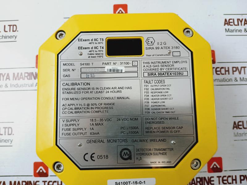 General Monitors S4100 T Transmitter H2S Detector 18.5-35 Vdc 63Ma Gds2000-102