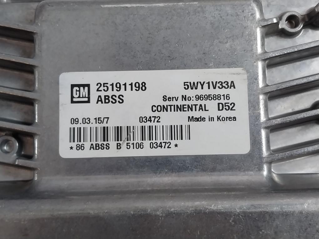 General Motor Continental D52 5WY1V33A Engine Controller 25191198