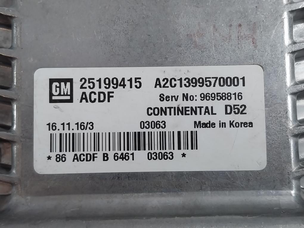 General Motor Continental D52 A2C1399570001 Engine Controller 25199415