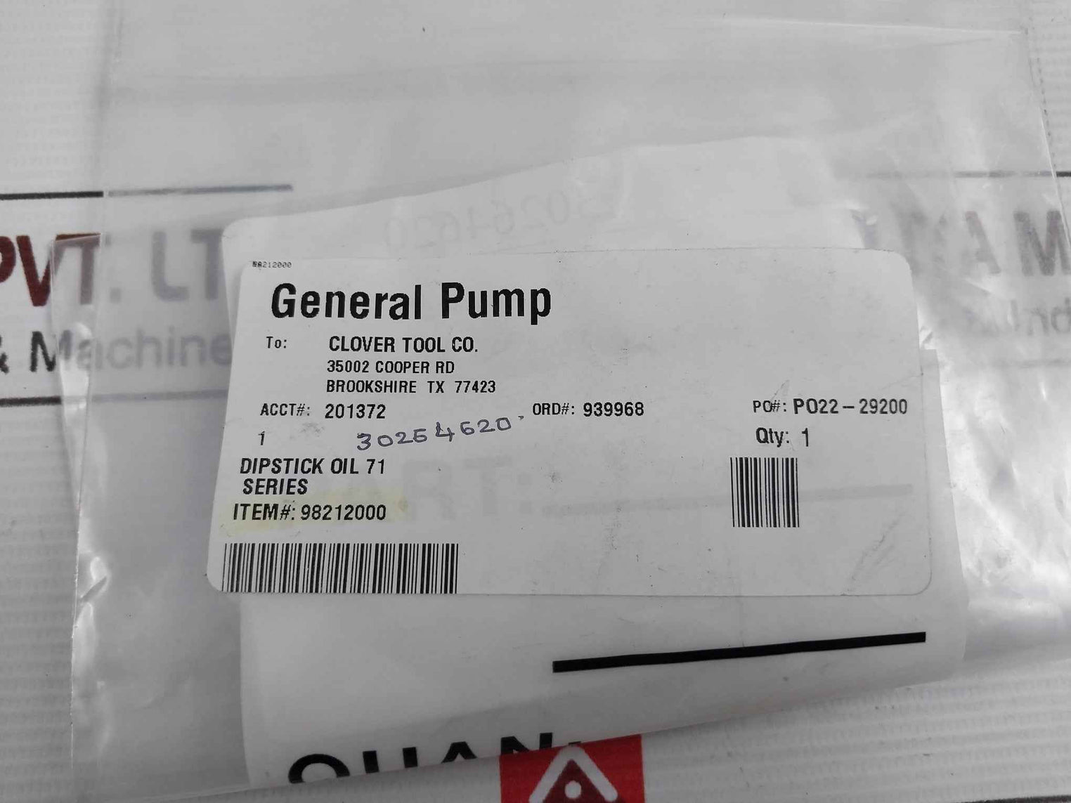 General Pump 98212000 Dipstick Oil 71 Series 30254620