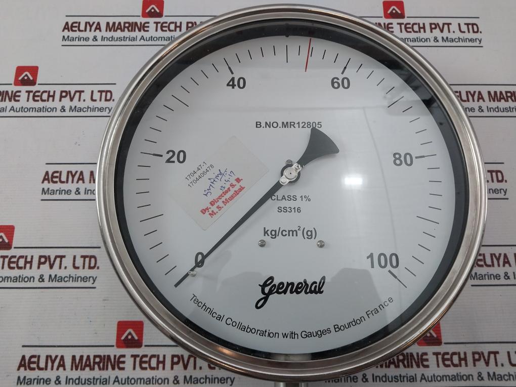 General Ss316 Temperature Gauge 0 – 100 Kg/Cm2 (G)