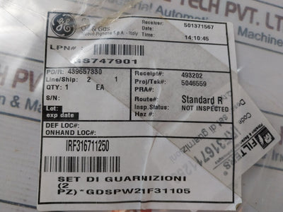 General Electric Irf316711250 Gasket Mp Comp Lube Oil Filter