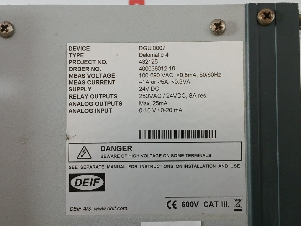 Generator Control System Input 0-10V/0-20 Ma Deif 3-meter Dgu 0007