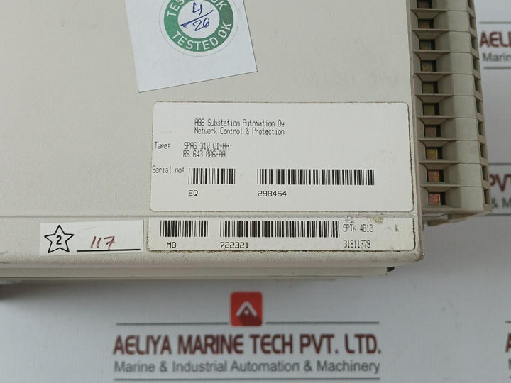 Generator Protection Relay Spag 310 C1-aa Abb 80-265V Acdc