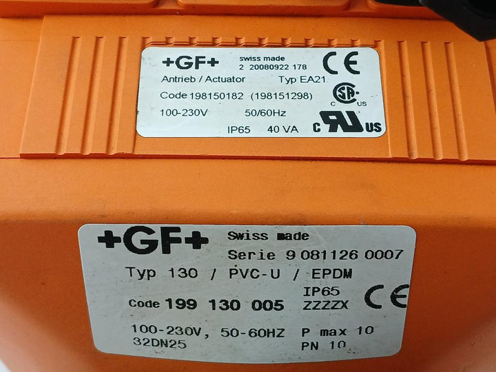 Georg Fischer Electric Actuator 100–230 Vac 50/60 Hz Part No 130/Pvc-u/Epdm
