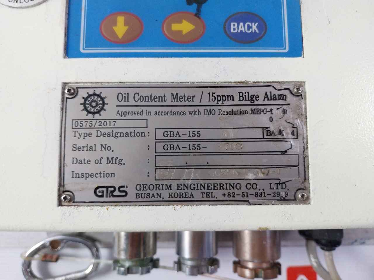 Georim Gba-155 Oil Content Meter/15Ppm Bilge Alarm Bg-10Cp Rev: V3C 94V-0