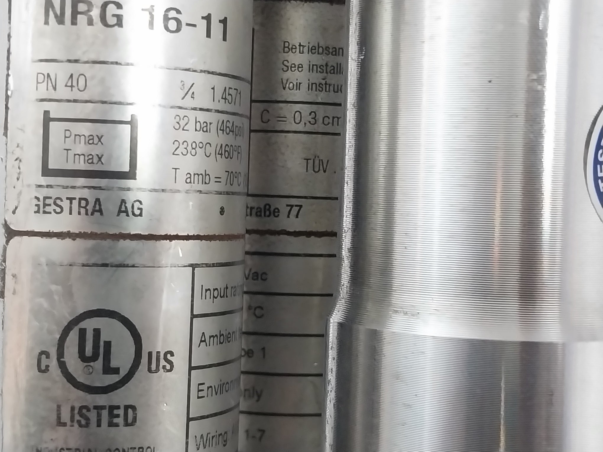Nrgt 26-1S Level Transmitter 32 Bar 4-20Ma Length 1420Mm Gestra