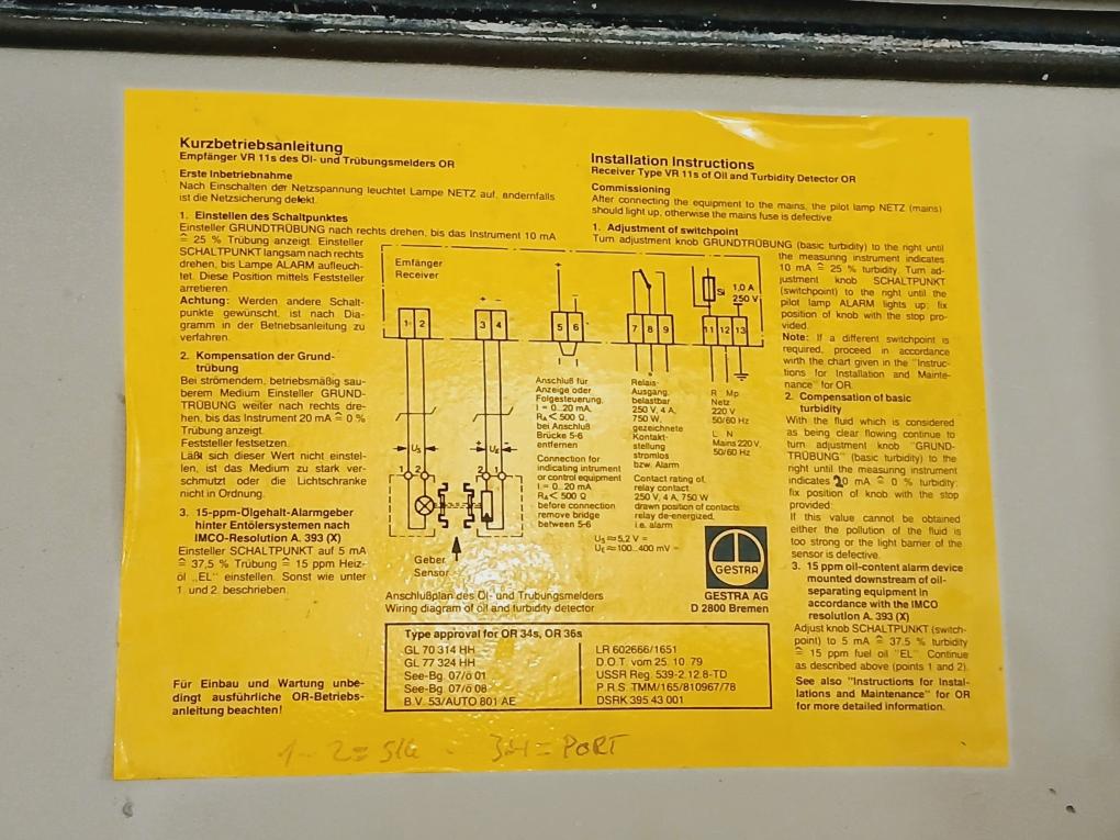 Gestra Vr 11-s Turbidity And Oil Detector Receiver 220V Ip40