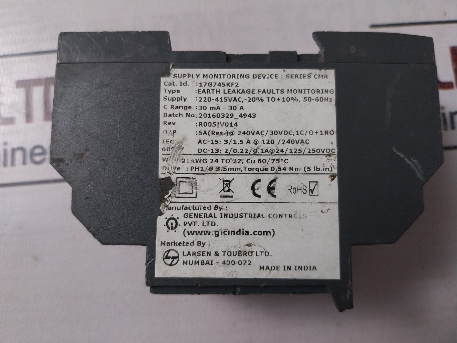 Gic 17G745Kf2 Earth Leakage Relay Faults Monitoring 30Ma-30A