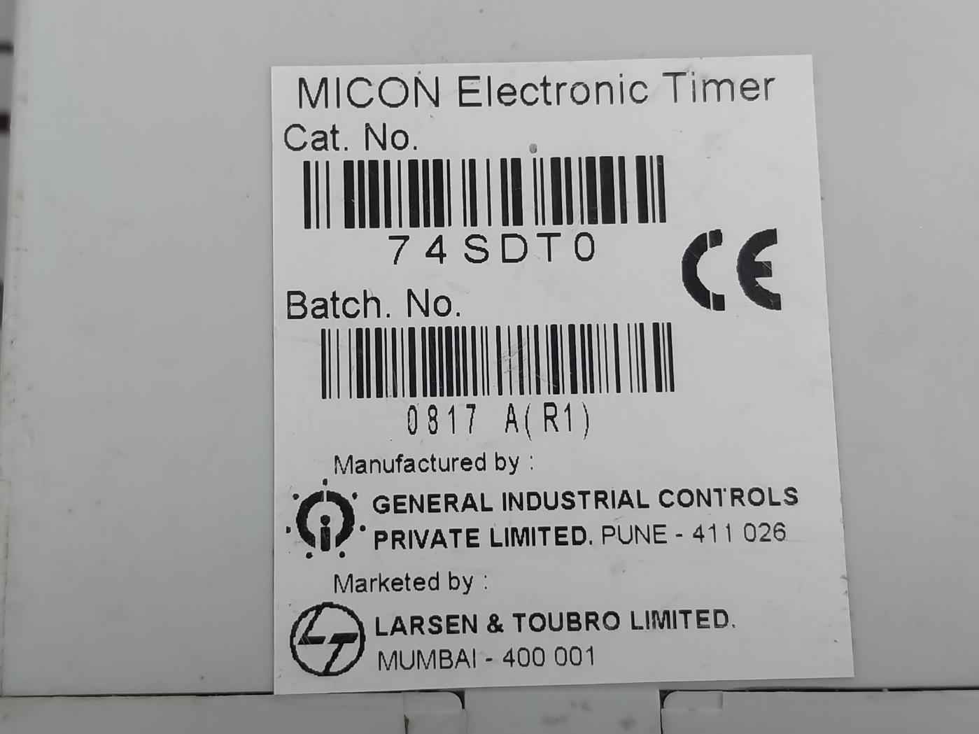 Gic 74sdt0 Micon Electronic Timer 240/415 Vac 50/60hz 5a 30/60/90/120 Sec