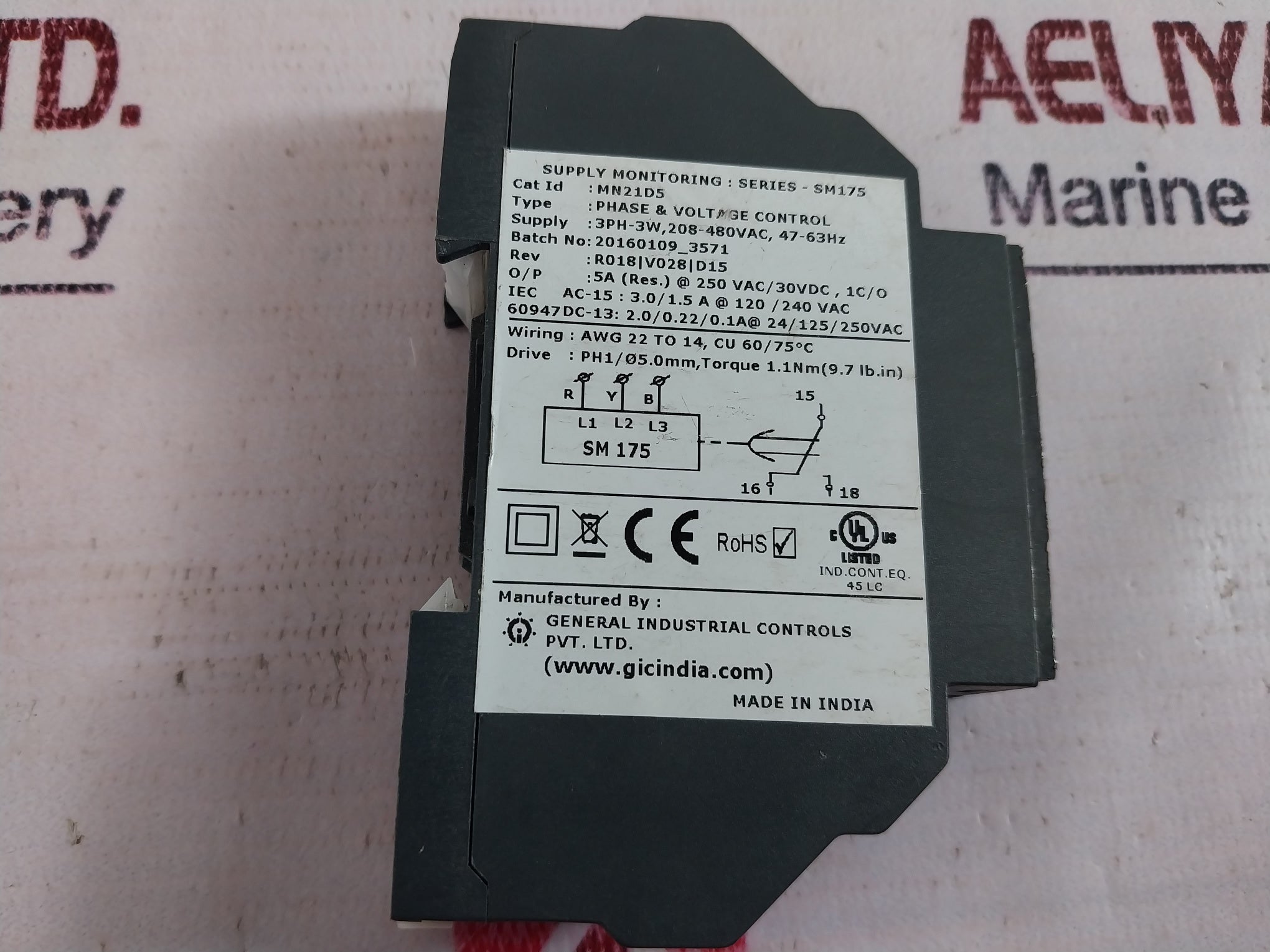 Gic Sm175 Voltage Monitoring Relay 208-480vac, 47-36hz