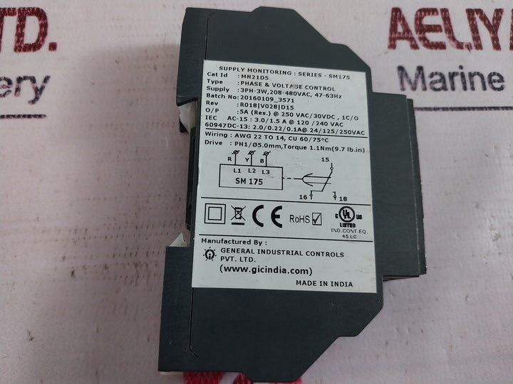 Gic Sm175 Voltage Monitoring Relay 208-480vac, 47-36hz