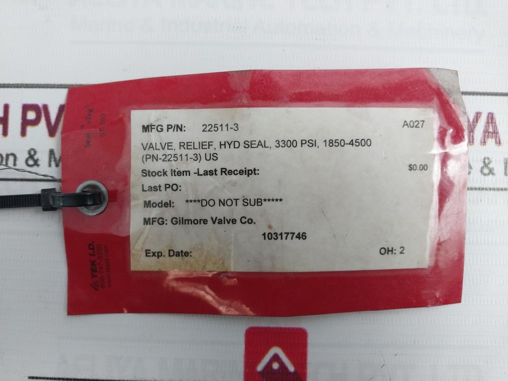 Gilmore 22511-3 Relief Valve