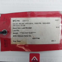 Gilmore 22511-3 Relief Valve