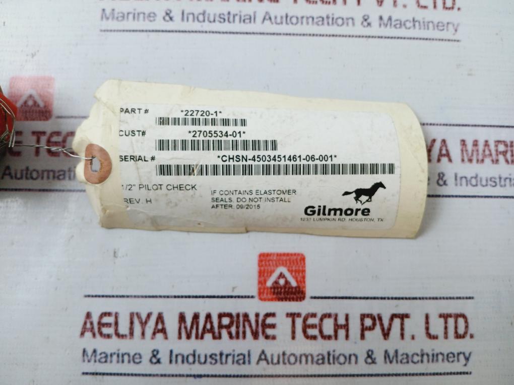 Gilmore 22720-1, 1/2" Pilot Check Valve Rev H
