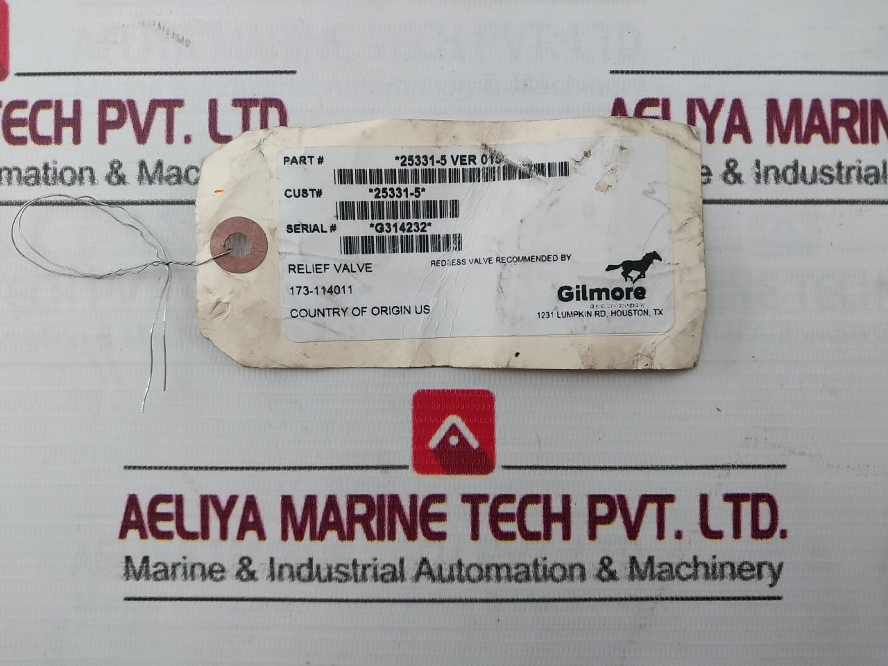 Gilmore 25331-5 Relief Valve Ver 015 6000 Psi 173-114011