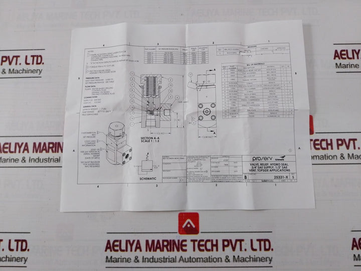 Gilmore 25331-5 Rk Relief Valve Repair Kit Rev S 18100-004B