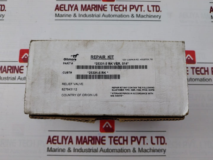 Gilmore 25331-5 Rk Relief Valve Repair Kit Rev S 18100-004B