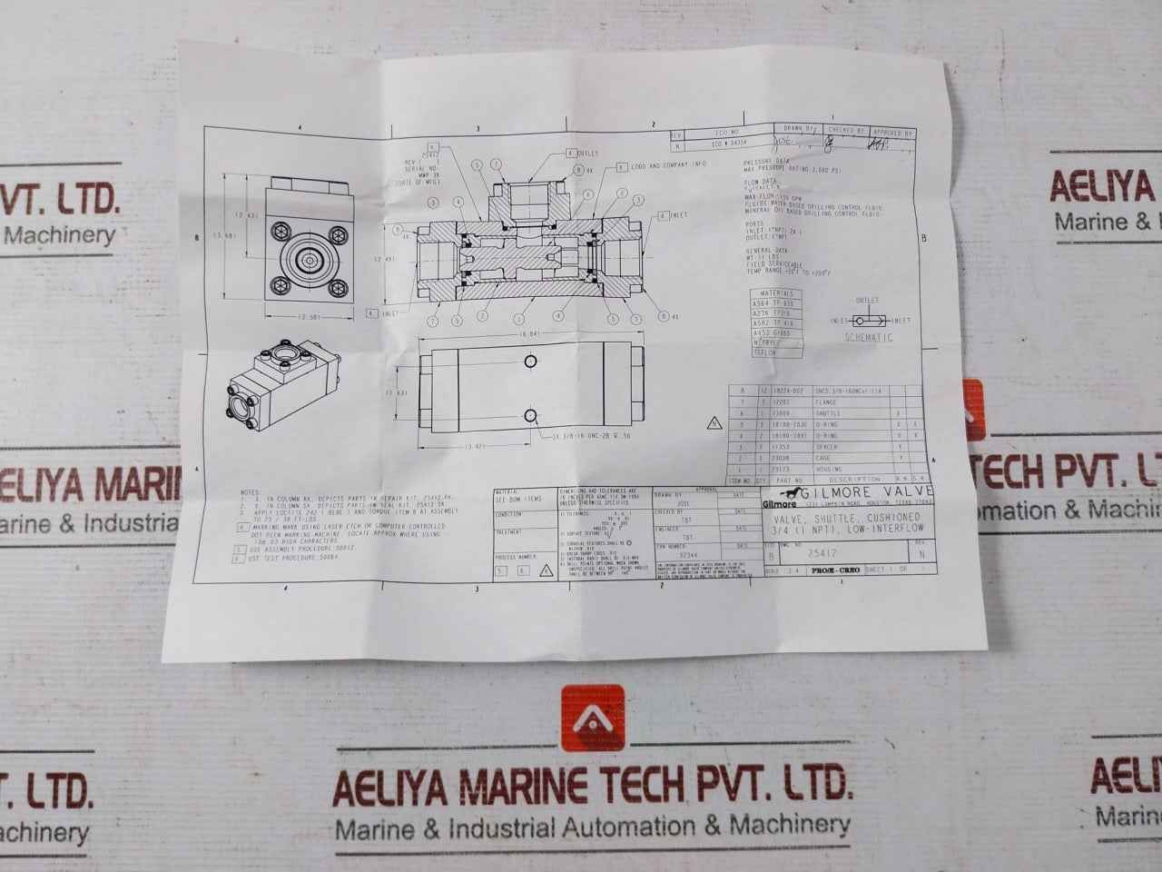 Gilmore 25412 Sk Shuttle Valve O-ring Seal Kit R100514555 Rev. B
