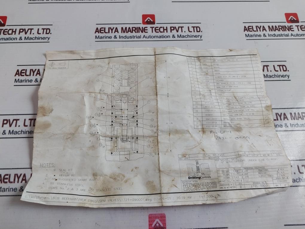 Gilmore 25502-1 Rk Spm Valve 1”Npt Repair Kit Rev C