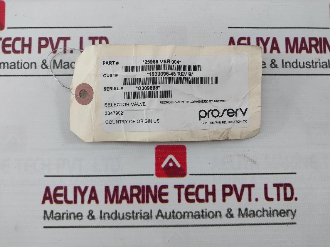 Gilmore 25966 Tadpole Selector And Control Valve 1930096-48 Rev: B