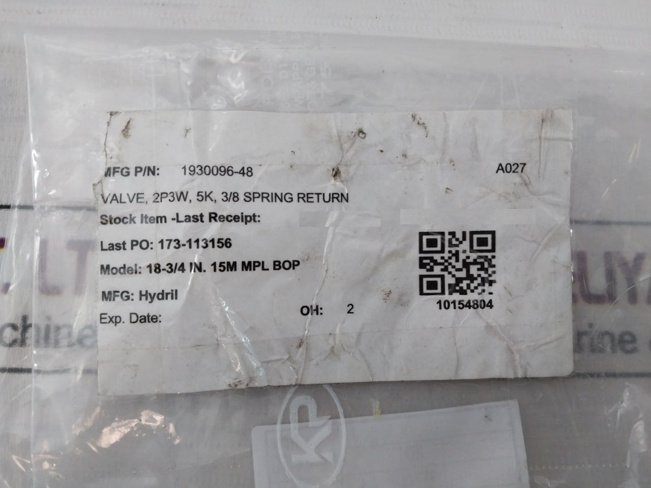 Gilmore 25966 Tadpole Selector And Control Valve 1930096-48 Rev: B