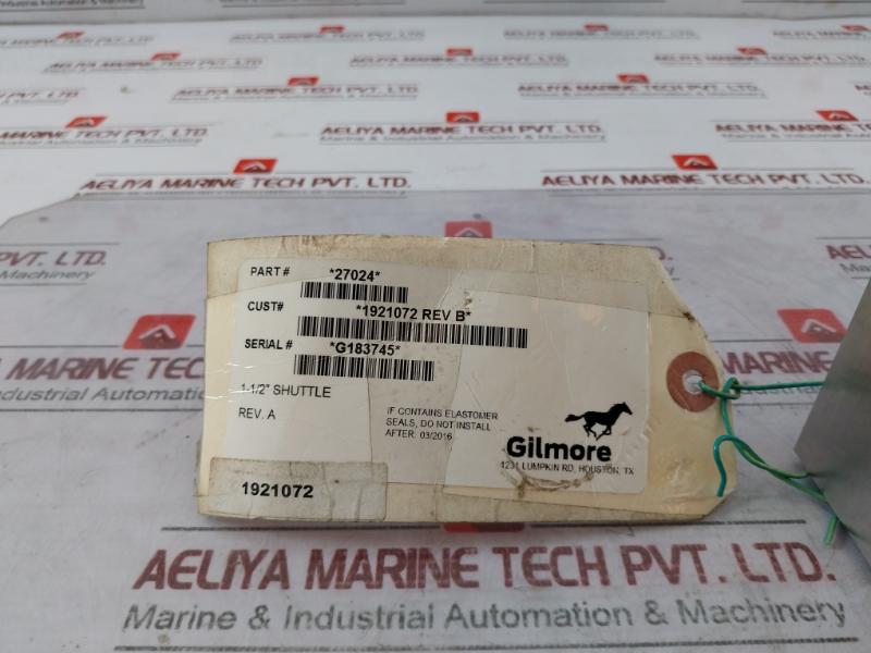 Gilmore 27024 W.P. 5K Pat. 6318400 1-1/2'' Shuttle Valve 1900500-11