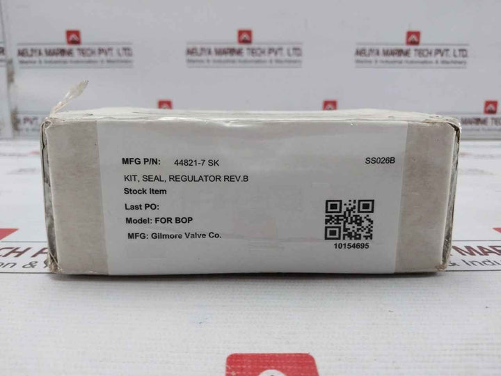 Gilmore 44821-7 Sk Seal Kit For Regulator Ss026B, 18100-002C Rev: B Ver: 008