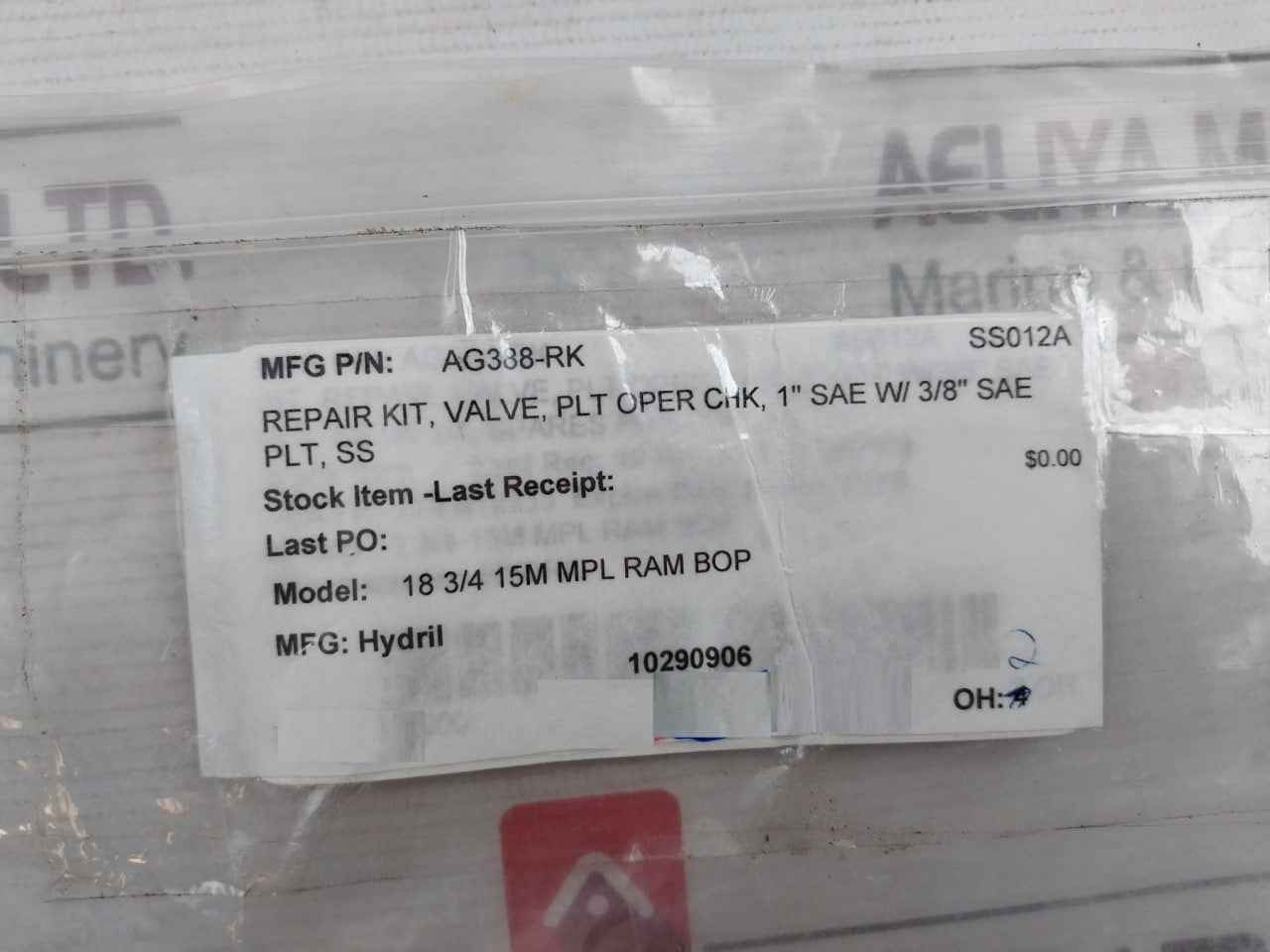 Gilmore Ag388-rk Repair Kit 18 3/4 15M Mpl Ram Bop 5000 Psi