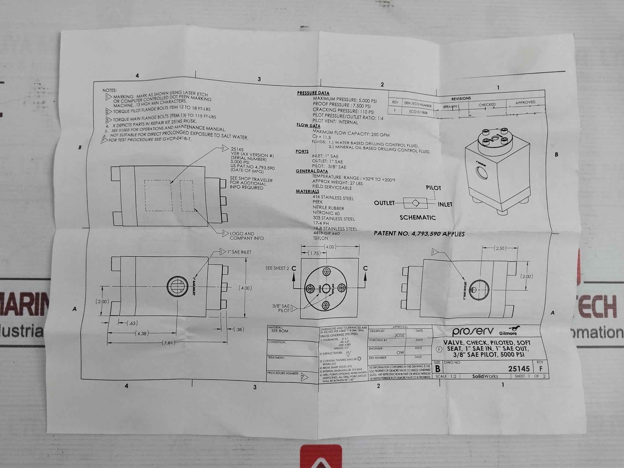 Gilmore Ag388-rk Repair Kit For Pilot Operated Check Valve 5000 Psi