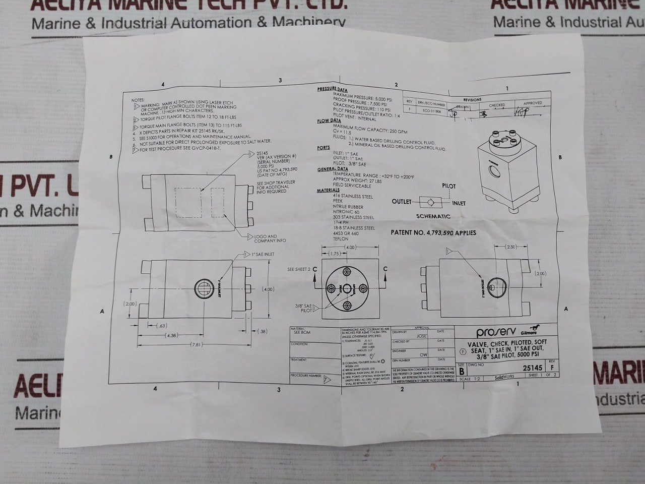 Gilmore Ag388-rk Repair Kit Valve Pilot Check 1