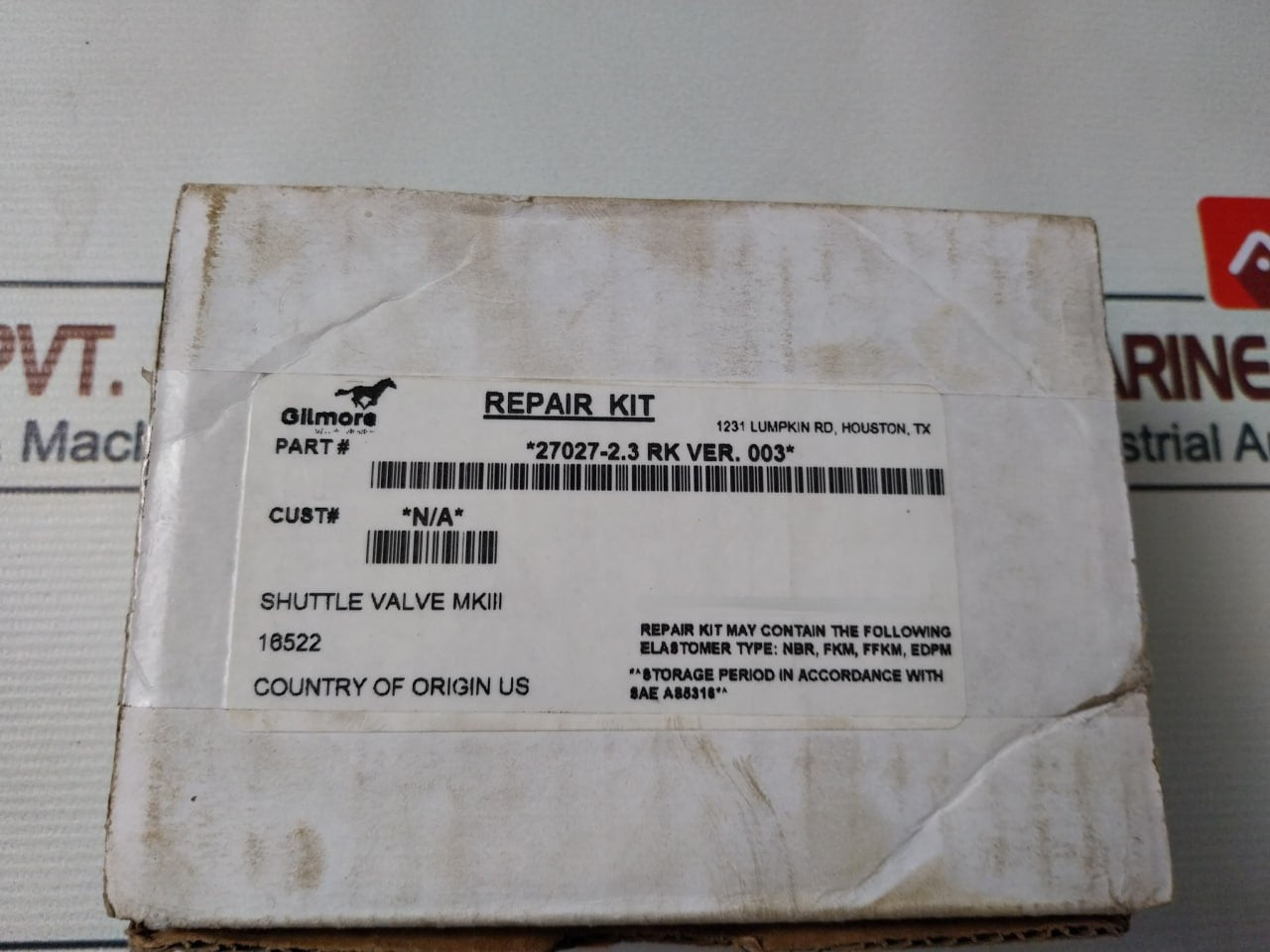 Gilmore Valve 27027-2.3 Shuttle Valve Repair Kit 1/2 Sae