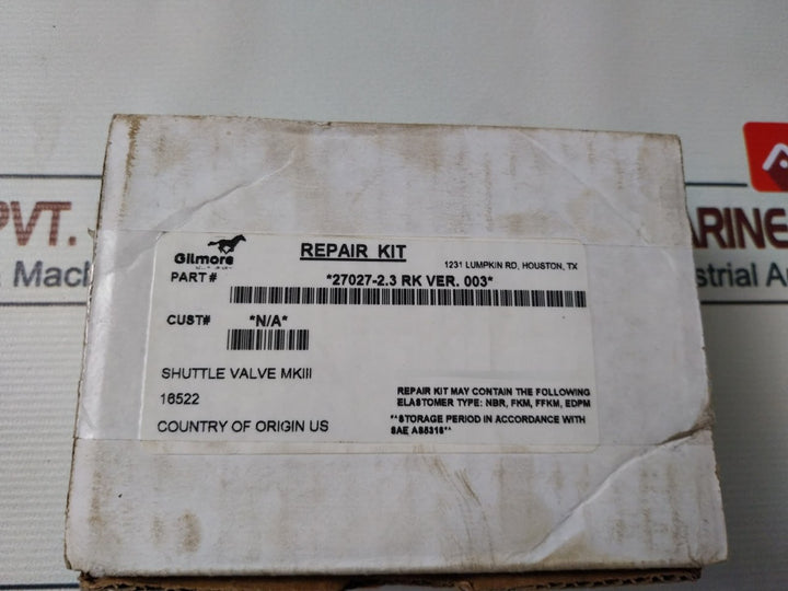 Gilmore Valve 27027-2.3 Shuttle Valve Repair Kit 1/2 Sae