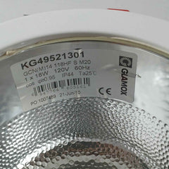 Glamox Gcn(M)14 118Hf S M20 Industrial Lighting Fixture 1 X 18W 120V 60Hz