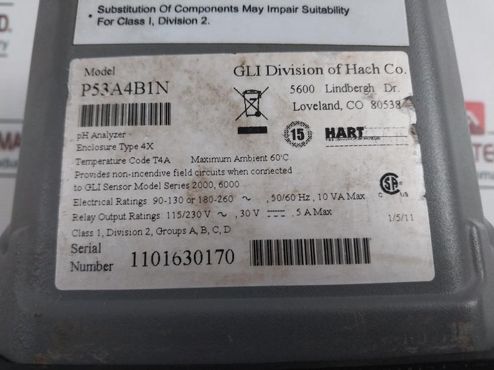 Gli International 53 Conductivity Analyzer P53A4B1N
