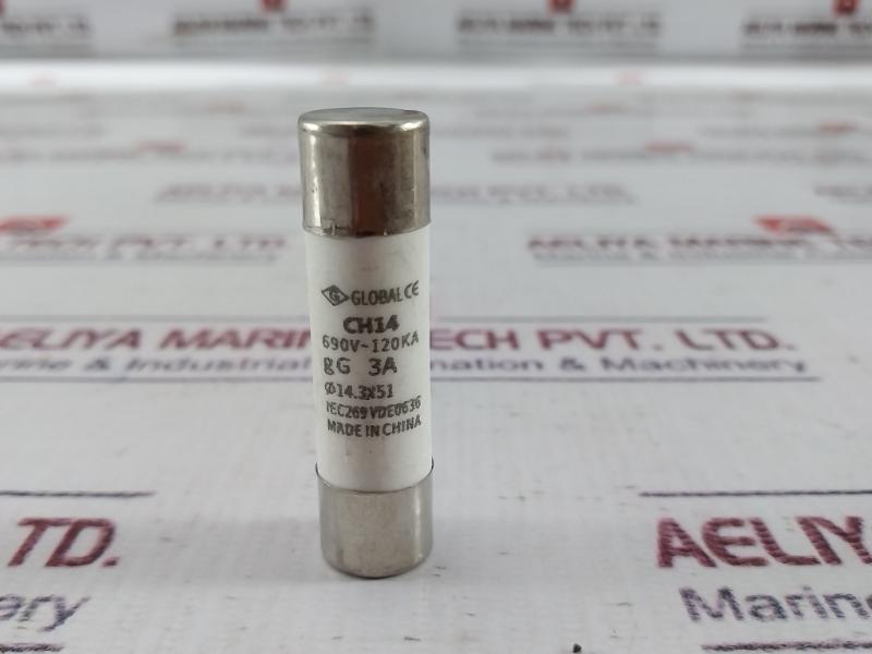 Lot Of 2X Global Ch14 Cylindrical Fuse 690V-120Ka Iec269 Vde0636