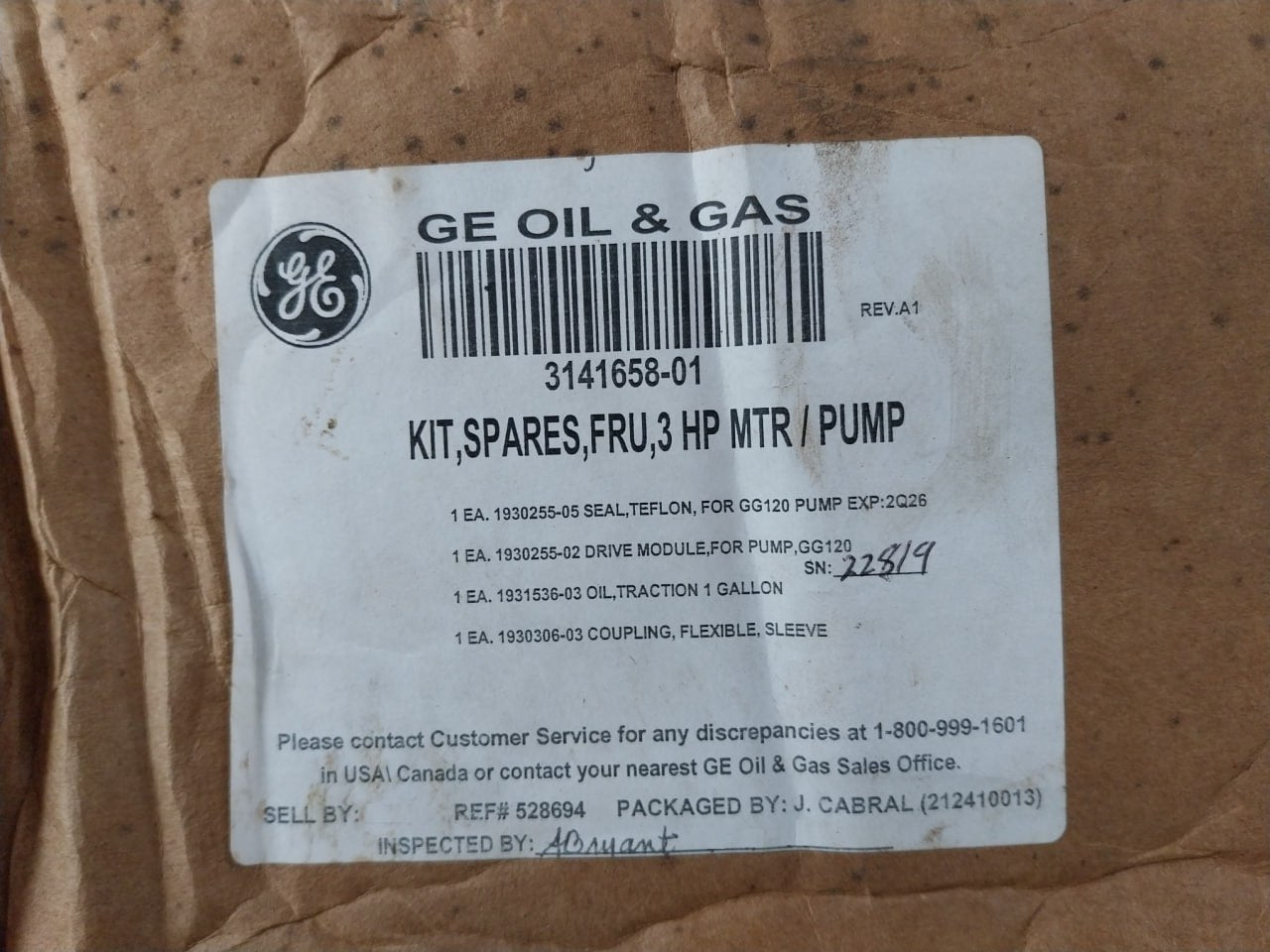 Global Gear Gd120S Drive Module Pump W/ Repair Kit 3141658-01, 1930255-05 Rev:A1