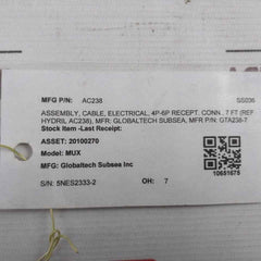 Globaltech Gta238-7 Mux Electrical Cable Assembly 4P-6P Recept Conn 7 Ft Rev Nc