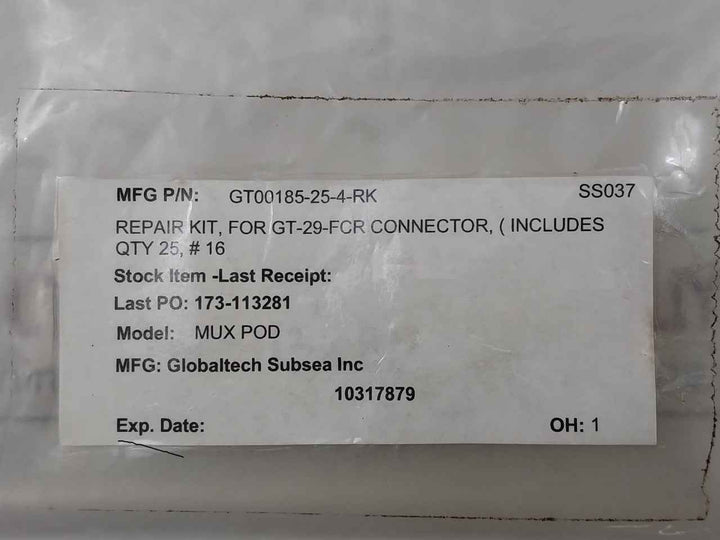 Globaltech Subsea Gt00185-25-4-rk Repair Kit For Gt‑29‑Fcr Connector Mux Pod
