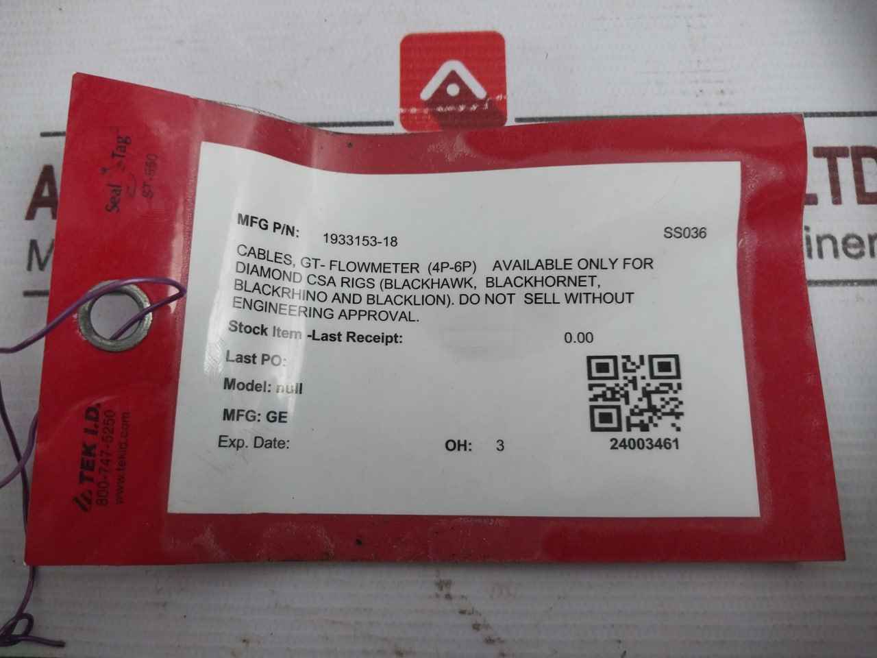 Globaltech Subsea Gta188-6 Gt-flowmeter Cable Assembly 4P-6P Rev 6 1933153-18