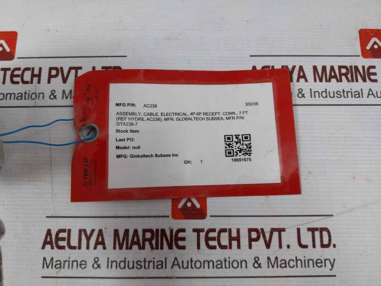 Globaltech Subsea Gta238-7 Electrical Cable Assembly 4P-6P Receptacle Conn. 7 Ft