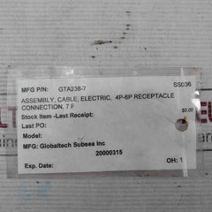Globaltech Subsea Gta238-7 Electrical Cable Assembly Receptacle Connection 7 Ft