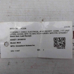 Globaltech Subsea Gta238-7 Electrical Cable Assy Gt0577 7Ft 2M Rev.10